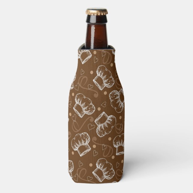 Cooking pattern with chef hat bottle cooler (Bottle Front)
