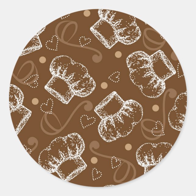 Cooking pattern with chef hat classic round sticker (Front)