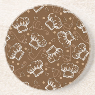 Cooking pattern with chef hat coaster