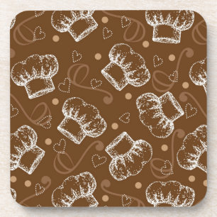 Cooking pattern with chef hat coaster