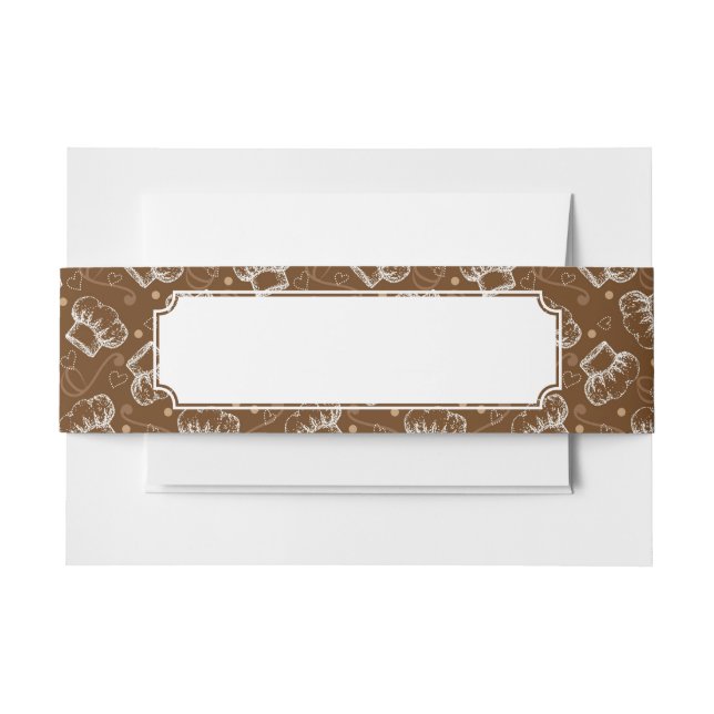 Cooking pattern with chef hat invitation belly band (Front Example)