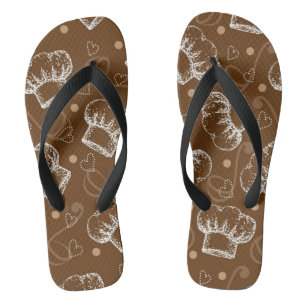 Cooking pattern with chef hat jandals