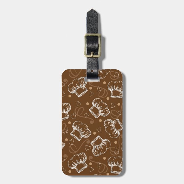 Cooking pattern with chef hat luggage tag (Front Vertical)