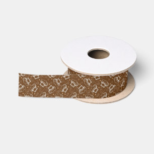 Cooking pattern with chef hat satin ribbon