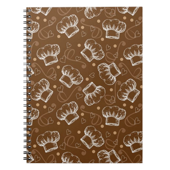 Cooking pattern with chef hat spiral notebook (Front)