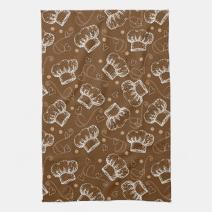 Cooking pattern with chef hat tea towel