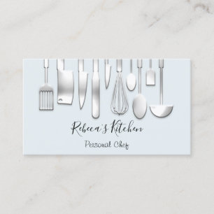 Cooking Personal Chef Restaurant Blue Catering Business Card