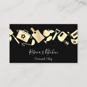 Cooking Personal Chef Restaurant Catering Black Business Card