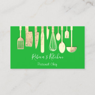 Cooking Personal Chef Restaurant Catering Green Business Card