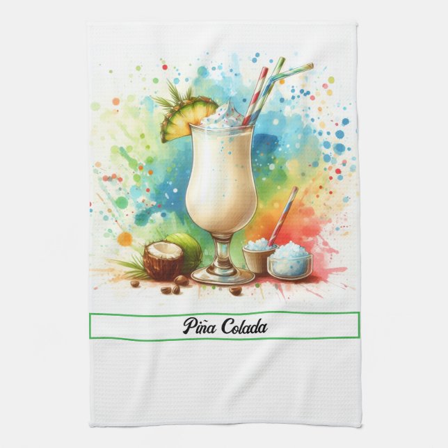 Cooking Pineapple Colada Bath Tea Towel (Vertical)