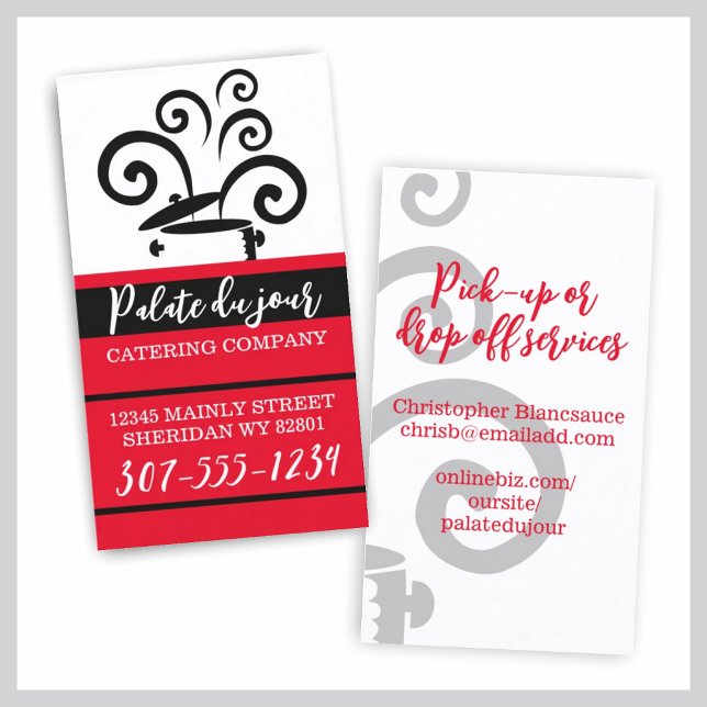 Cooking pot big curly steam chef catering busin... business card (Creator Uploaded)