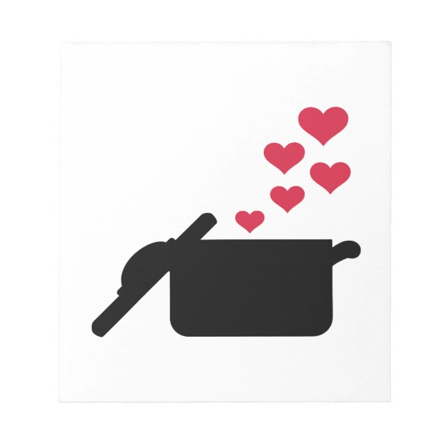 Cooking pot red hearts notepad (Front)