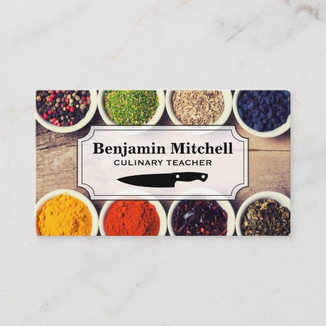 Cooking Spices in Tin Cups  Business Card (Front)