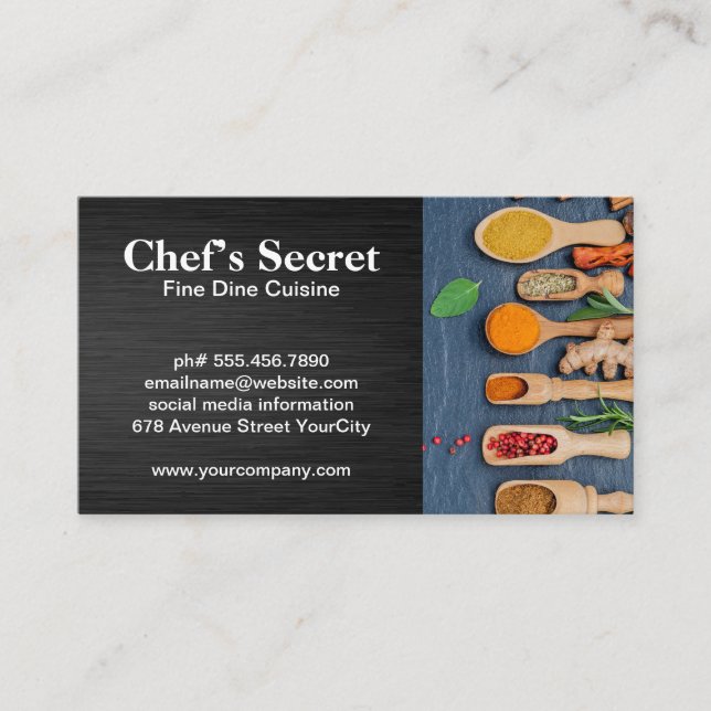 Cooking Spices on Table Business Card (Front)