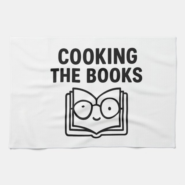 Cooking the Books - Funny Accounting Pun Tea Towel (Horizontal)