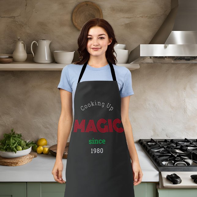 Cooking  up Magic since - black  Apron (Creator Uploaded)