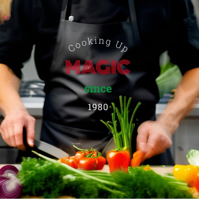 Cooking  up Magic since - long black  Apron (Creator Uploaded)