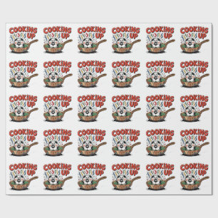 Cooking Up The Game Funny Soccer Ball Frying Wrapping Paper