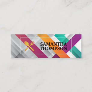 Cooking Utensils Logo   Modern Geometric Mini Business Card