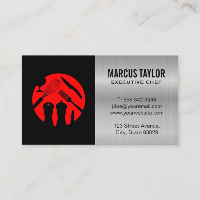 Cooking Utensils | Metallic Business Card (Front)