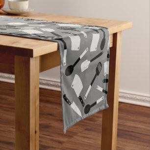 Cooking Utensils Pattern Short Table Runner