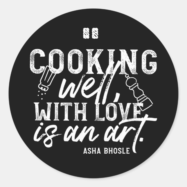 Cooking Well With Love Typography II Classic Round Sticker (Front)