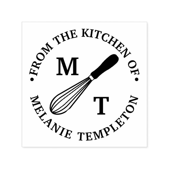 Cooking Whisk “From the kitchen of” Name Monogram Self-inking Stamp (Design)