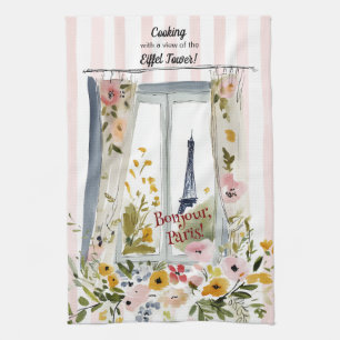 Cooking with a view of the Eiffel Tower Tea Towel