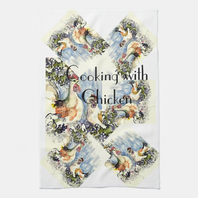 Cooking with Chicken Tea Towel (Vertical)