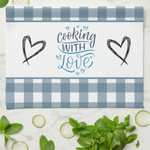 Cooking with Love Gingham Plaid  Tea Towel