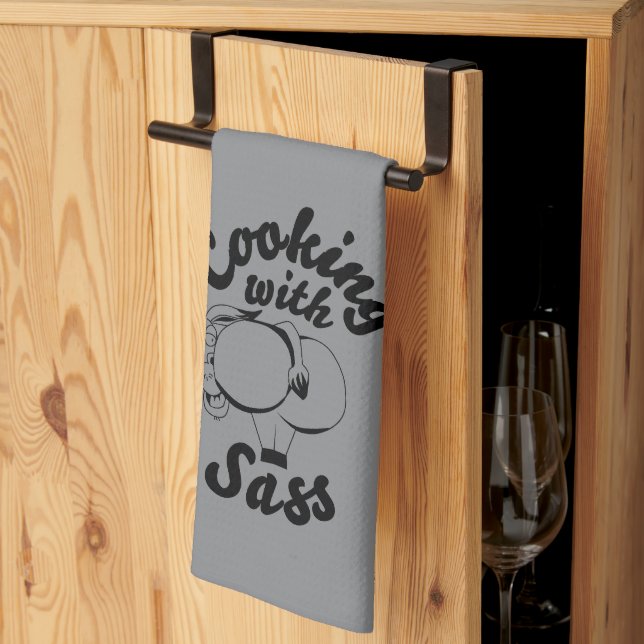 cooking with sass kitchen towel (Thirds Fold)