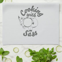cooking with sass kitchen towel soft grey