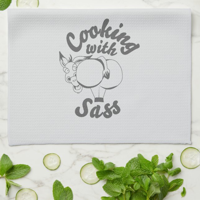 cooking with sass kitchen towel soft grey (Folded)