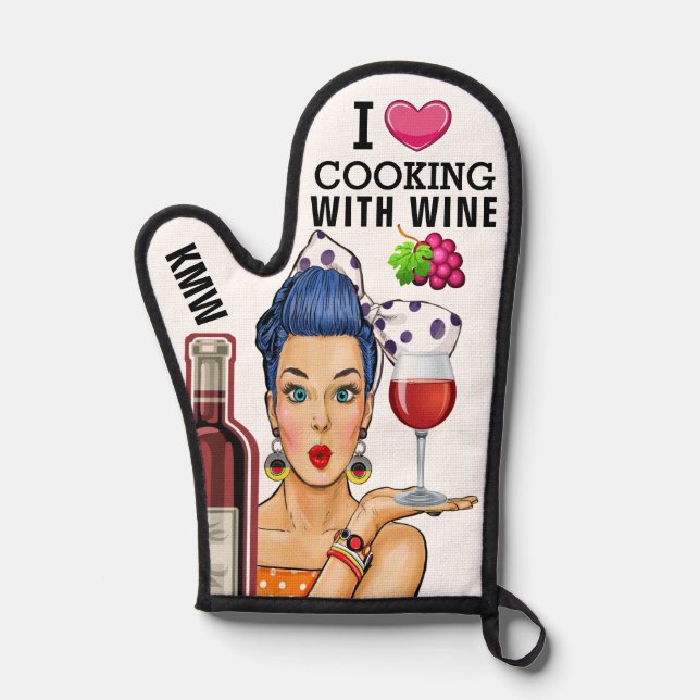 Cooking With WINE Oven Mitt (Front)