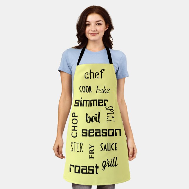 Cooking Words Yellow Apron (Worn)