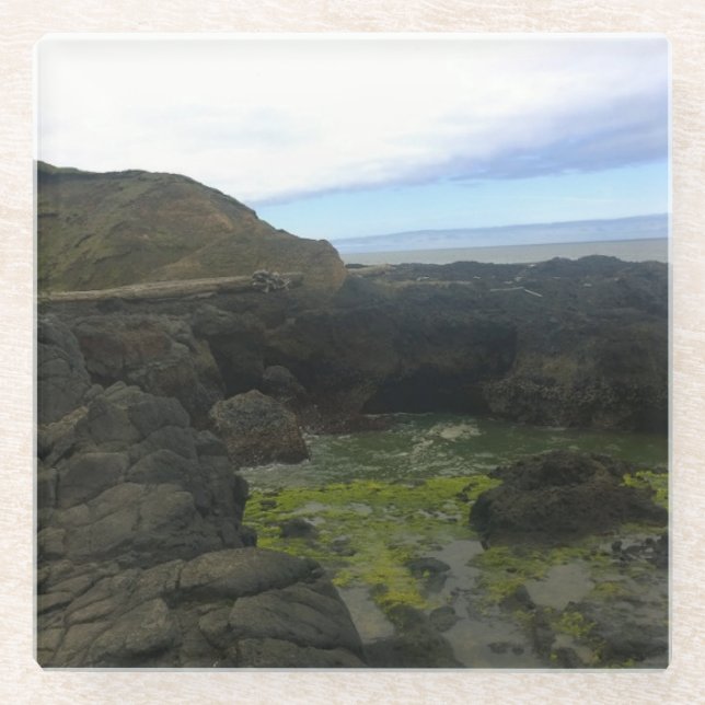 Cook's Chasm, Cape Perpetua, Oregon Glass Coaster (Front)