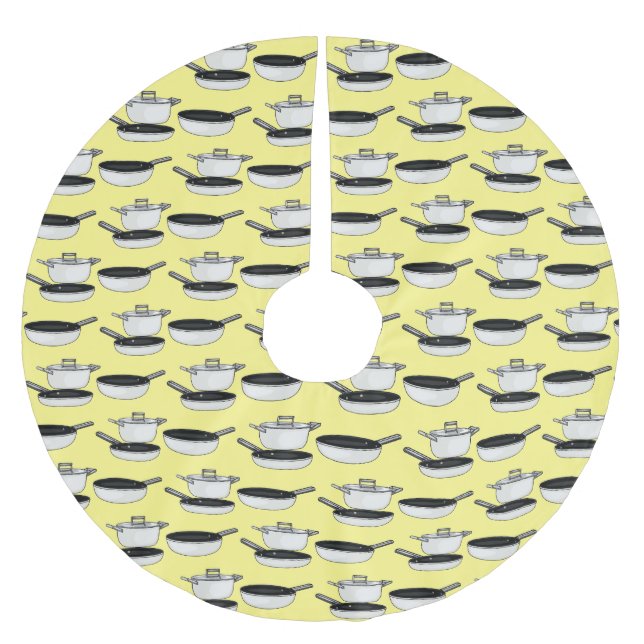 Cookware sets cartoon illustration brushed polyester tree skirt (Front)