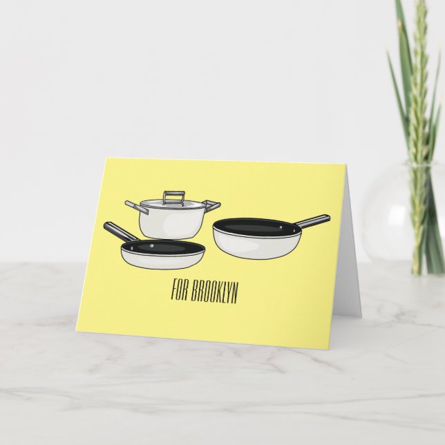 Cookware sets cartoon illustration card (Front)