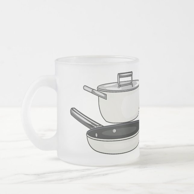 Cookware sets cartoon illustration frosted glass coffee mug (Left)