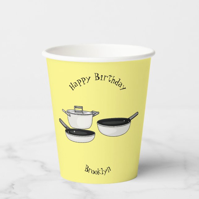Cookware sets cartoon illustration paper cups (Front)