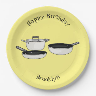Cookware sets cartoon illustration paper plate