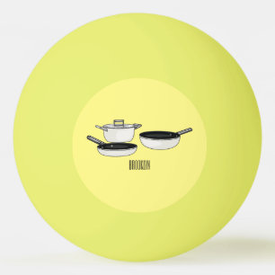 Cookware sets cartoon illustration ping pong ball