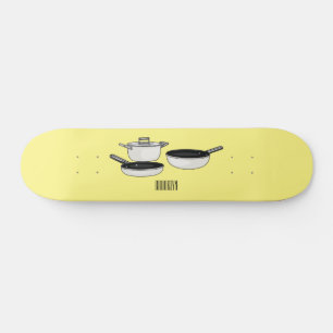 Cookware sets cartoon illustration skateboard