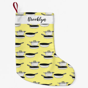 Cookware sets cartoon illustration small christmas stocking