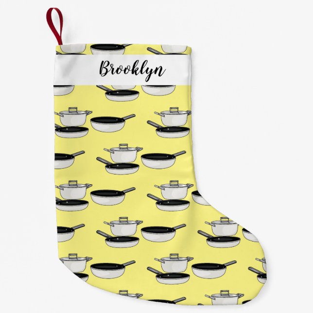 Cookware sets cartoon illustration small christmas stocking (Front)