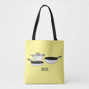 Cookware sets cartoon illustration tote bag