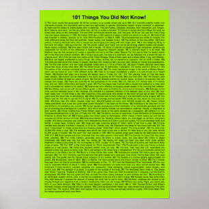 Cool 101 Things You Did Not Know (Lime Neon) Poster