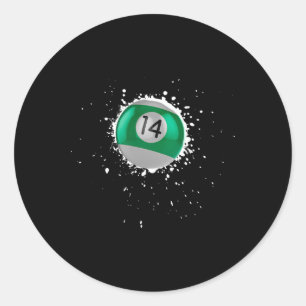 Cool 14-ball Fourteen Pool Billiards Paint Splatte Classic Round Sticker
