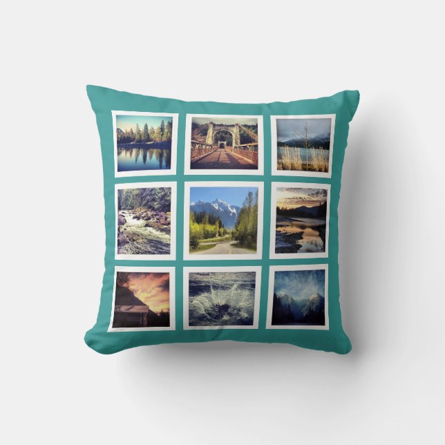 Cool 18 Instagram Photos Grid Custom Cushion (Front)