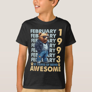 Cool 33rd Birthday Bear February 1993 T-Shirt